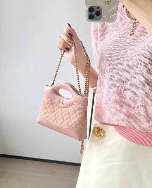 香奈儿 25P春夏 Nano 31bag麂皮粉色 手拿斜挎包（LZ*MM） 商品图9