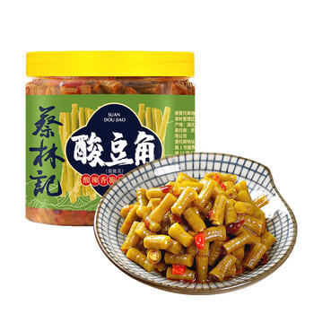 蔡林记酸豆角 拌面腌制泡菜酱菜咸菜下饭菜泡豇豆红油豆角280g/瓶 商品图2