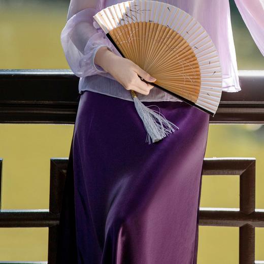 西子/【紫菱】日本进口二醋酸缎面垂感松紧海妖紫色半身裙/BQBH2010 商品图2