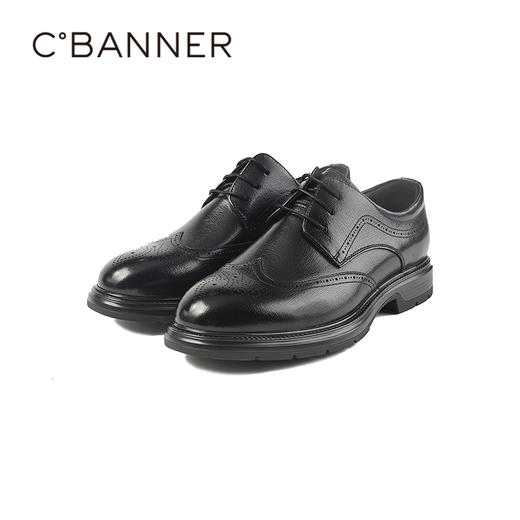 千百度秋季商务正装高级德比鞋经典布洛克雕花男鞋A25401122 商品图5