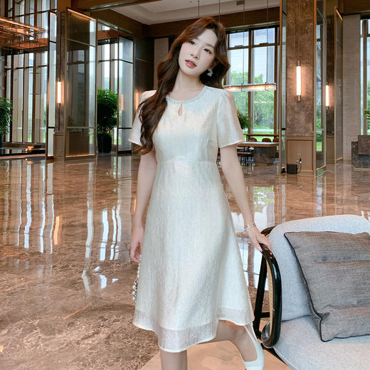 奢姿大码女装2026夏季时尚精致珠饰领A字裙胖妹妹减龄时尚连衣裙9952890634【1】 商品图1