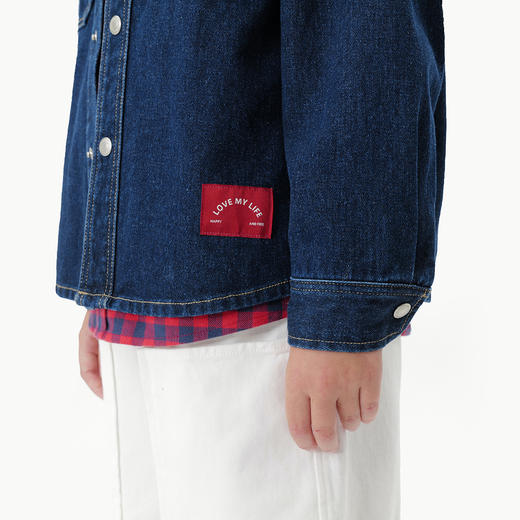 马克珍妮男童舒适百搭牛仔外套 儿童厚衬衫2025年秋装新款551279 商品图4