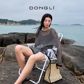 东黎 • 温柔的海风 桑蚕丝山羊绒女士春夏圆领套衫 5338