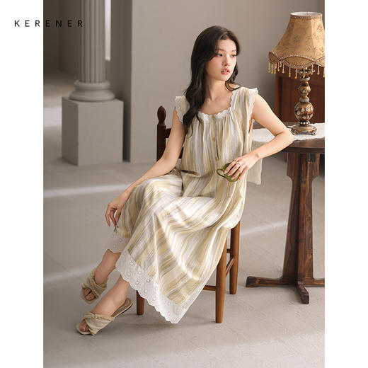 可人儿带bra小众设计新款泡泡绵女士睡衣夏季少女睡裙可外穿 商品图3