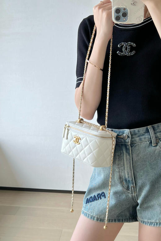 香奈儿 25S 春夏 双金珠化妆盒子白色 （LZ） 商品图9