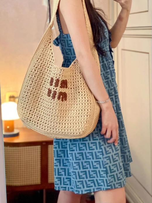 缪缪  新月编织包 进口拉菲草   单肩包 腋下包  （LZ） 商品图3