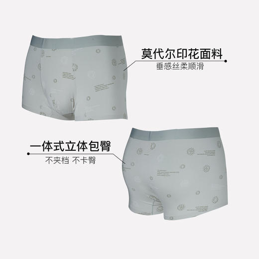 【满3条/6.7折】【秀黛】男莫代尔印花平角裤男士内裤【1条】S6330003T【门店同款】【内裤非质量问题不退换】 商品图1