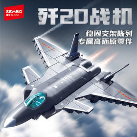 森宝积木歼20隐形战斗机国产军事飞机模型拼装玩具拼搭积木收藏男