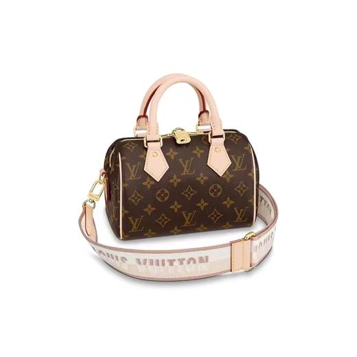 驴家 20 经典老花刺绣Logo可调节可拆卸肩带 涂层帆布拼牛皮饰边 单肩斜挎手提包 女款 棕色(JPH)BB112 商品图1