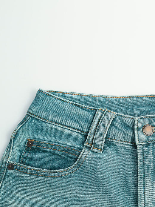 复古松弛感～浅蓝高腰喇叭牛仔裤 宽松阔腿 2025 新款女裤 商品图2