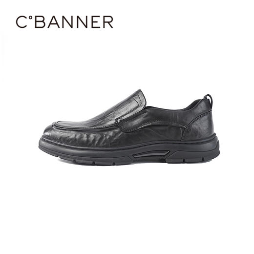 千百度秋季软面抓花牛皮鞋面轻软橡胶大底男鞋A25460711 商品图1