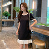 奢姿大码女装2025夏季减龄百褶拼接时尚连衣裙胖妹妹简约圆领裙子9952890472 商品缩略图1