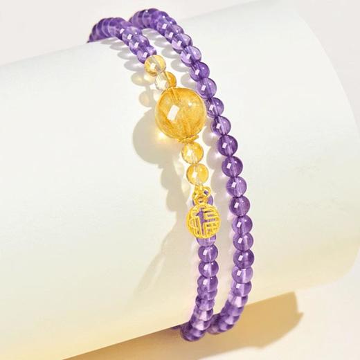 紫气东来紫水晶双圈福牌手串4mm 商品图1