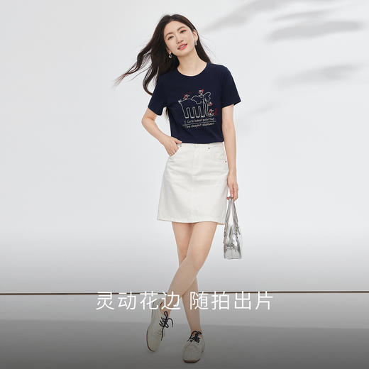 【专属特价】熙世界大象印花短袖T恤女2025夏季新款百搭休闲减龄圆领体恤上衣 商品图2