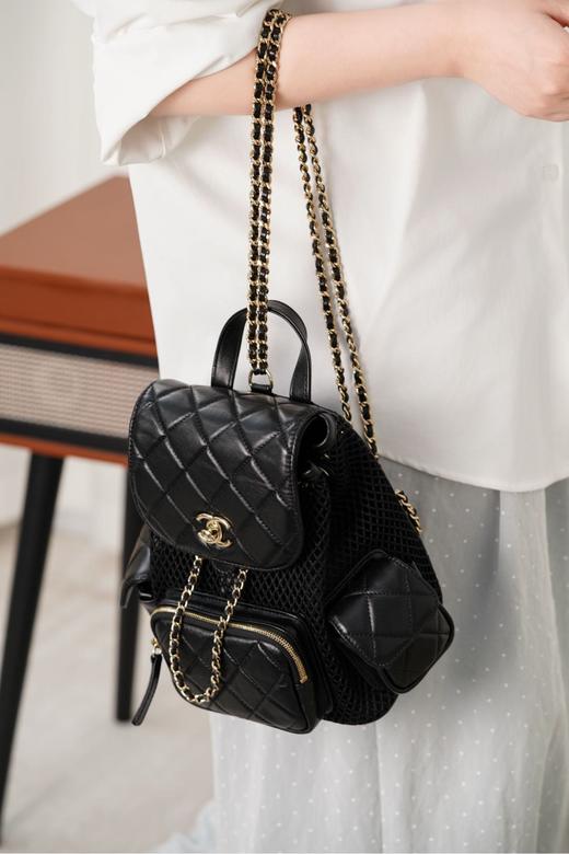 香奈儿 25s镂空网纱双肩包 黑金小号（LZ*MM） 商品图7