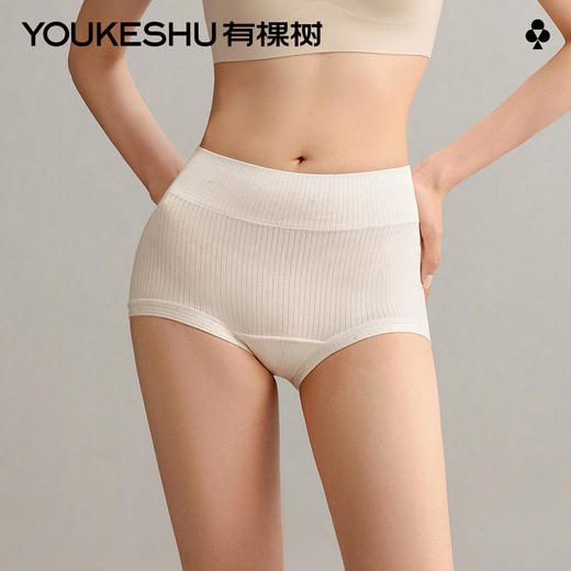【新品上新】有棵树10A抗菌纯棉加长裆高腰女士平角内裤2条装-U5025 商品图0