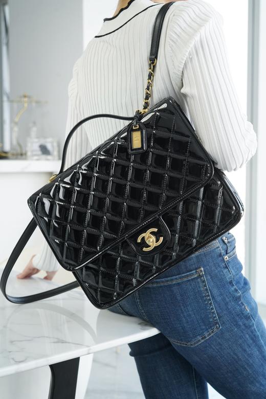 香奈儿-独家原厂大爆款 22K漆皮双肩包！“三只羊”小牛漆！做旧砂金扣！（LZ） 商品图5