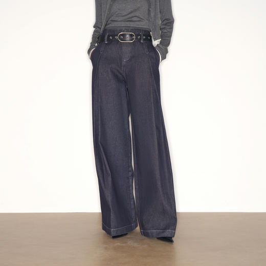 lost in echo2025早秋新款休闲低腰无腰头阔腿显瘦及地直筒牛仔裤 商品图2