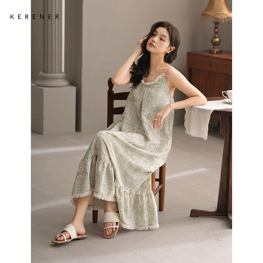 可人儿带bra小众设计新款泡泡绵女士睡衣夏季少女睡裙可外穿居家 商品图1