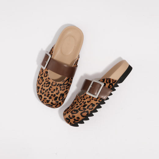 lost in echo2025早秋新款一字带时尚真皮牛皮包头勃肯拖鞋一脚蹬 商品图2