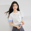 【周末秒杀】熙世界休闲运动风正肩T恤女夏季设计感格纹短袖体恤全棉圆领上衣 商品缩略图4