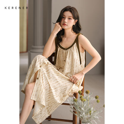 可人儿带bra小众设计泡泡绵女士睡衣夏季少女睡裙可外穿家居服 商品图1