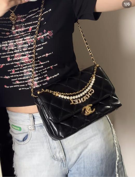 香奈儿  24A珍珠链条口盖包   单肩包 斜挎包 （LZ*MM） 商品图5