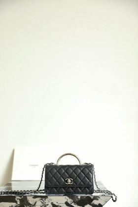 香奈儿 25P春夏 金属手柄风琴包 黑色（MM）