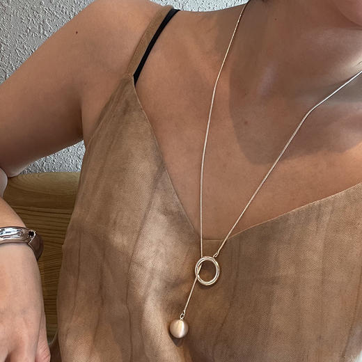 银色铜长款项链流苏高级感美式小众设计百搭蛇骨链 商品图4