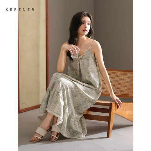 可人儿带bra小众设计新款泡泡绵女士睡衣夏季少女睡裙可外穿居家 商品图3