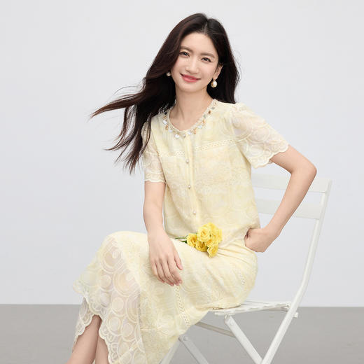 【专属特价】熙世界贵气感御姐穿搭套装女装夏季新款重工刺绣衬衫半身裙两件套 商品图4