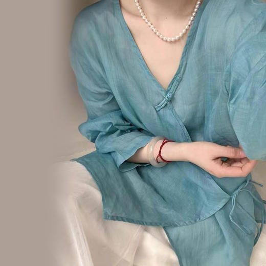 裁缝学苑AQ508盘扣侧系带棉麻茶服纸样女装小衫上衣样板图纸 商品图1