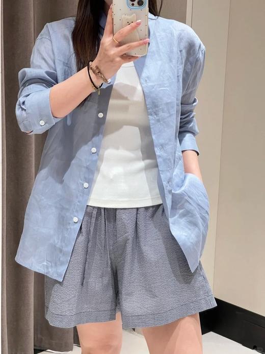 【高品质私服】【IC粉紫色/浅蓝色苎麻平纹布衬衫】柔和亲肤，版型宽松不垮、藏肉显瘦、弧形下摆灵动G1477/G1485-CC【无标出货 介意慎拍】 商品图5