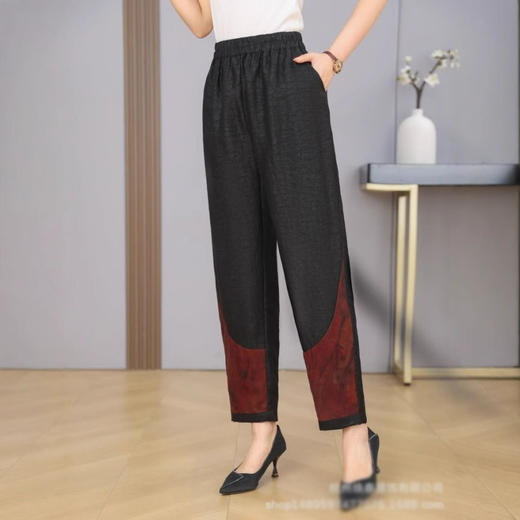 丁摩100%真丝香云纱时尚宽松休闲小脚裤中老年女装显瘦AL2591 商品图1