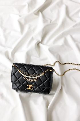 香奈儿  24A珍珠链条口盖包   单肩包 斜挎包 （LZ*MM）