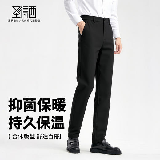 【抑菌保暖】圣得西男士加绒加厚直筒裤2025秋冬休闲百搭纯色长裤 商品图2