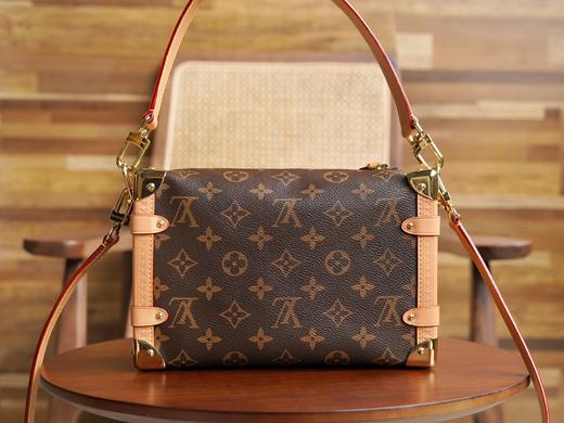 驴家Side Trunk 可拆卸可调节肩带 *老花涂层帆布拼牛皮革饰边软盒子单肩斜挎手提包女款棕色小中号可选(JPH) 商品图1