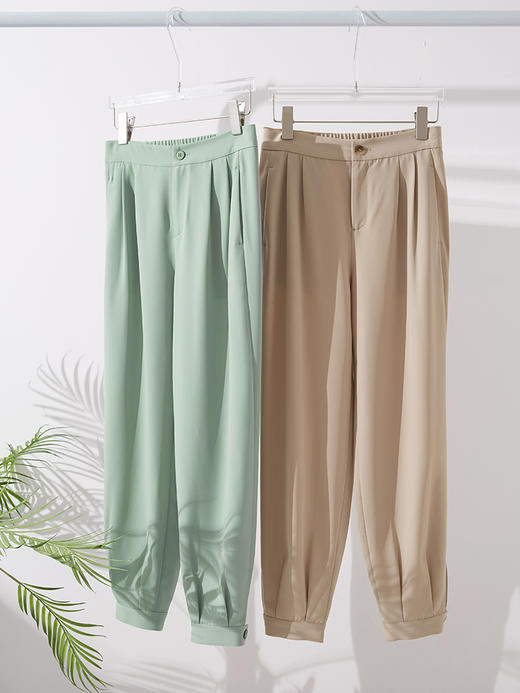 【专属特价】熙世界薄款萝卜休闲裤子女夏季新款简约利落小个子九分哈伦裤 商品图1