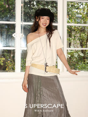 【明星同款】素舶新疆棉7A抗菌柔软透气不变形一字领短袖T恤