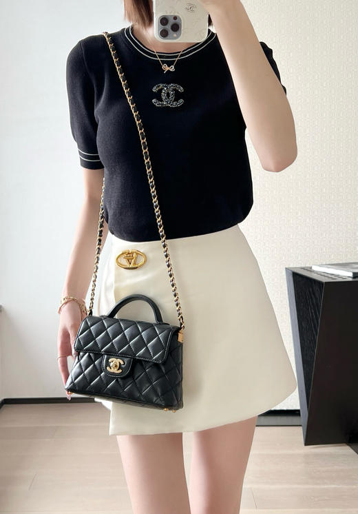 香奈儿 25p春夏 羊皮竖款小号黑色（LZ） 商品图3