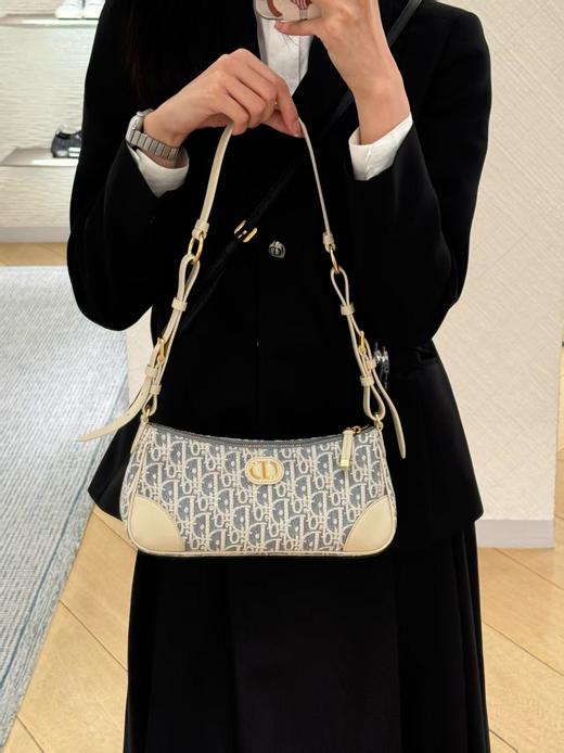 迪奥 30 Montaigne 金色饰面金属CD标志单肩包牛仔蓝拼米色（MM） 商品图4