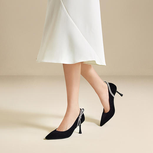 千百度水钻婚鞋女高跟鞋尖头新娘鞋婚纱单鞋A25457752 商品图1