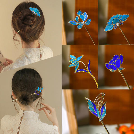 【国风非遗手工·仿点翠】DIY发簪材料包 胸针发夹高级感饰品节日礼物 商品图3