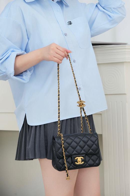 香奈儿 25B 双链条方胖子 黑色小号（MM） 商品图7