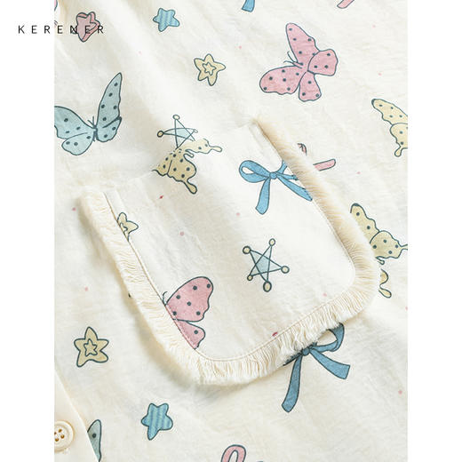 可人儿小众设计师新款女士睡衣夏季短袖可外出家居服三件套 商品图3