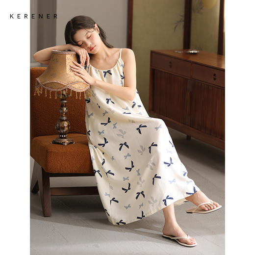 可人儿带bra小众设计新款泡泡绵女士睡衣夏季少女睡裙可外穿家居 商品图3