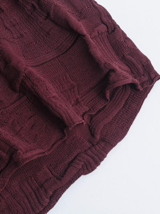 复古感拉满！酒红色提花针织衫 中袖修身 显瘦打底上衣女 商品图4