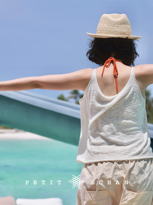 PETIT SCHAN小闪 CLO#868 Little Morning 小清晨 亚麻棉桑蚕丝卷边松弛感小吊带 商品图4