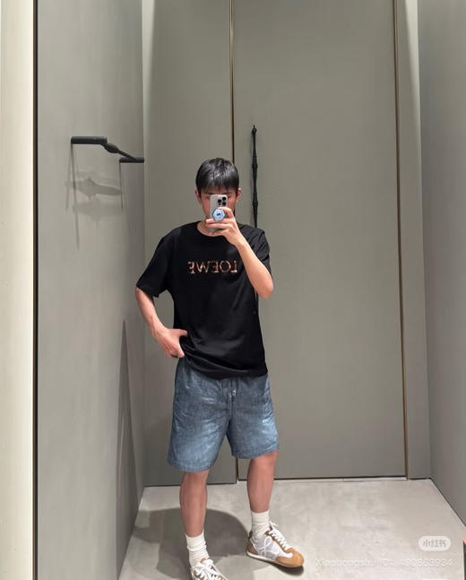 721-6 独家圆正 LEW金标男女同款超薄抽绳牛仔中裤 老朱穿L宽松舒适 商品图0