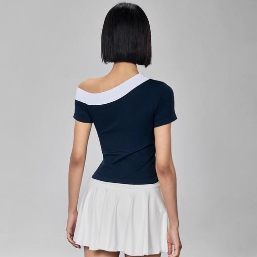 Gymicon能量符号 春夏款斜肩撞色短袖运动上衣固定罩杯瑜伽服健身跑步速干户外T恤YASY2506 商品图2